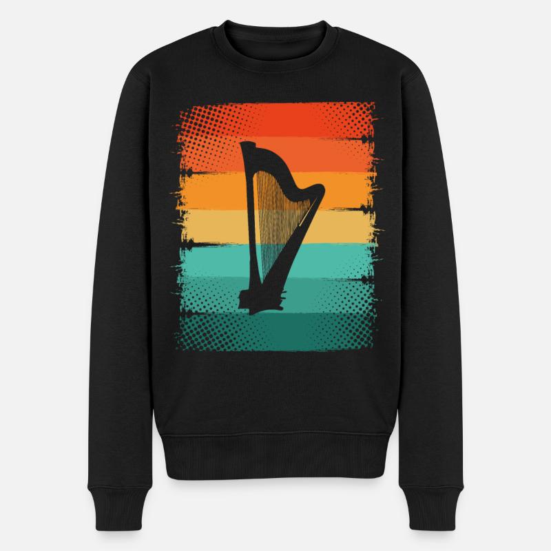 Harfe - Männer Premium Bio Pullover - Schwarz