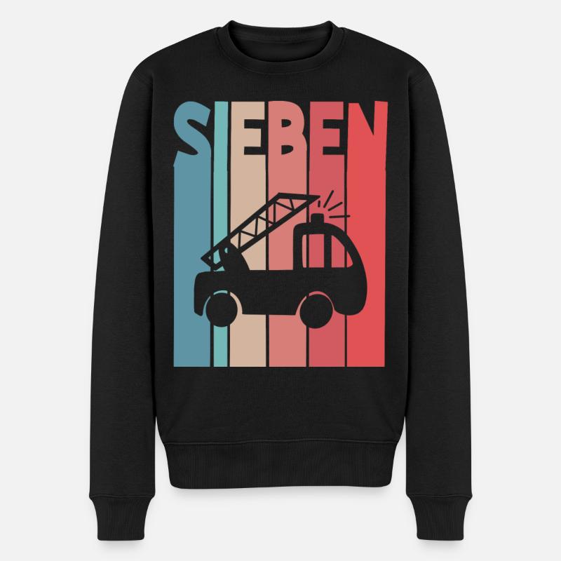 Feuerwehr 7 Jahre Kinder - Männer Premium Bio Pullover - Schwarz