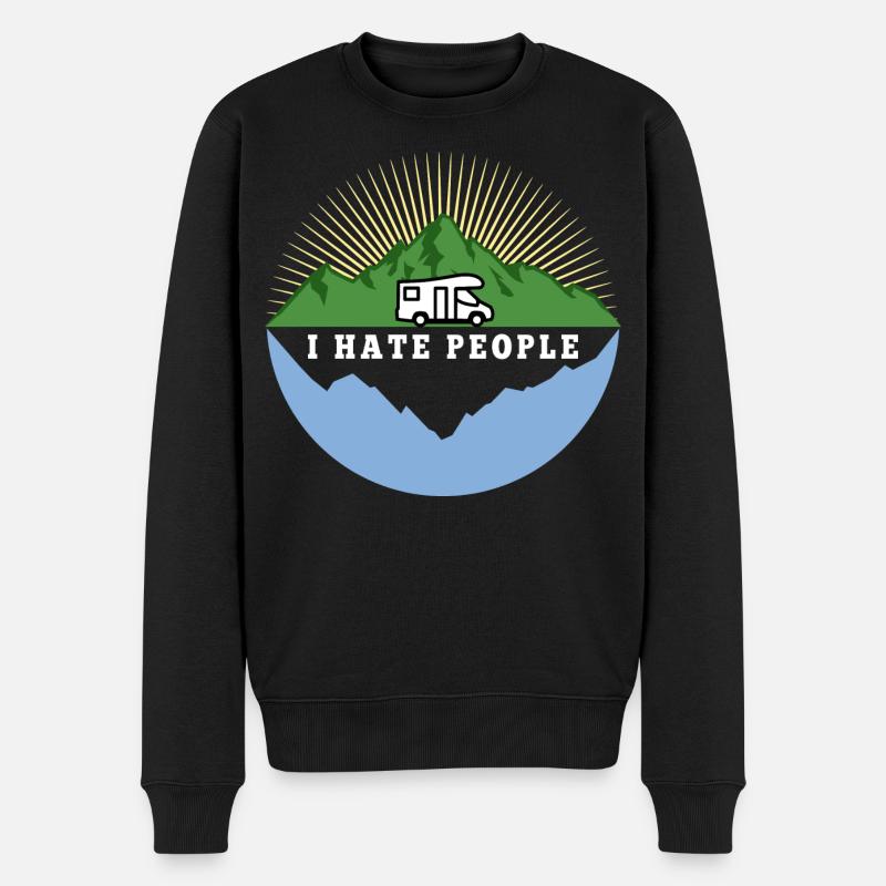 I hate people - Camping Nature Solitude - Pull Premium bio Homme - noir