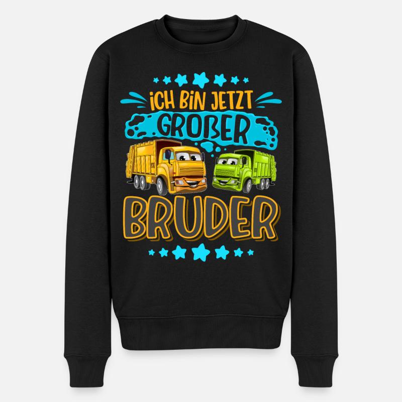 Müllauto Großer Bruder - Männer Premium Bio Pullover - Schwarz