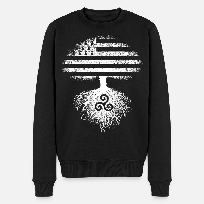 Arbre Drapeau Bretagne Gwenn ha Du Triskèle Breton - Pull Premium bio Homme - noir