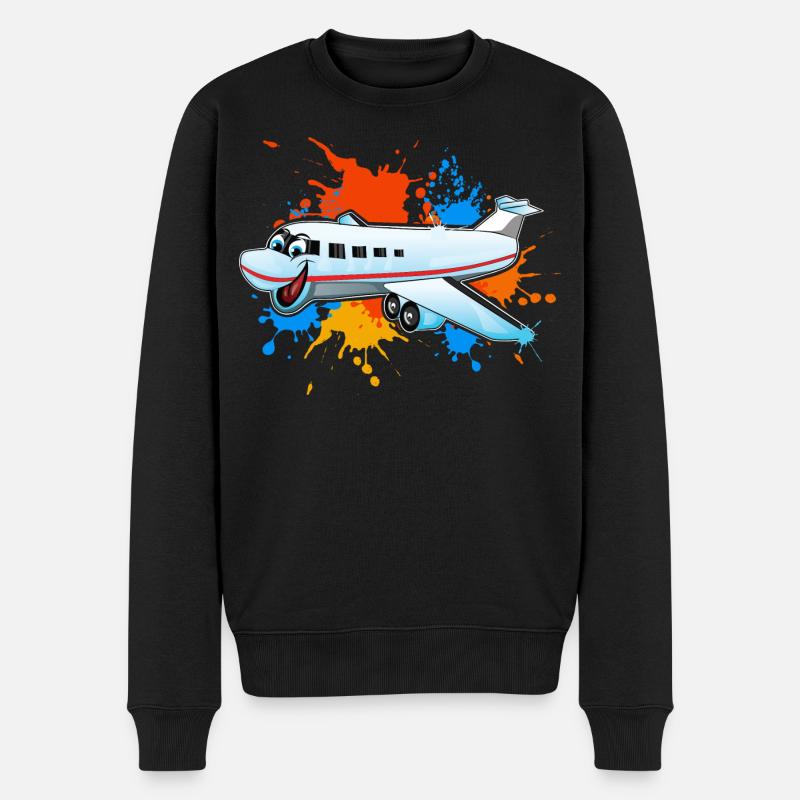 Flugzeug - Männer Premium Bio Pullover - Schwarz