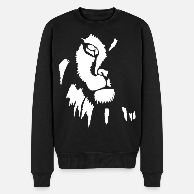 Lion blanc dans l'ombre - Pull Premium bio Homme - noir