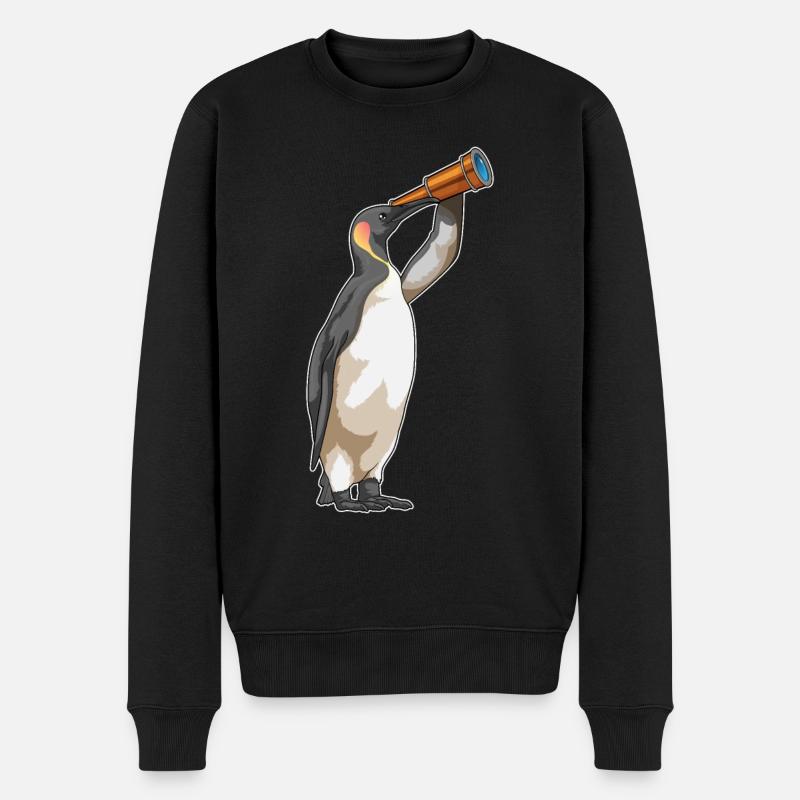 Pingouin avec télescope - Pull Premium bio Homme - noir