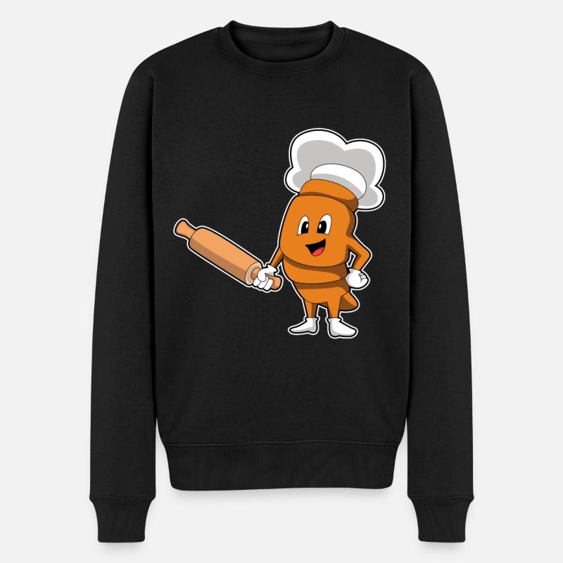 Brot Bäcker Nudelholz Backen - Männer Premium Bio Pullover - Schwarz