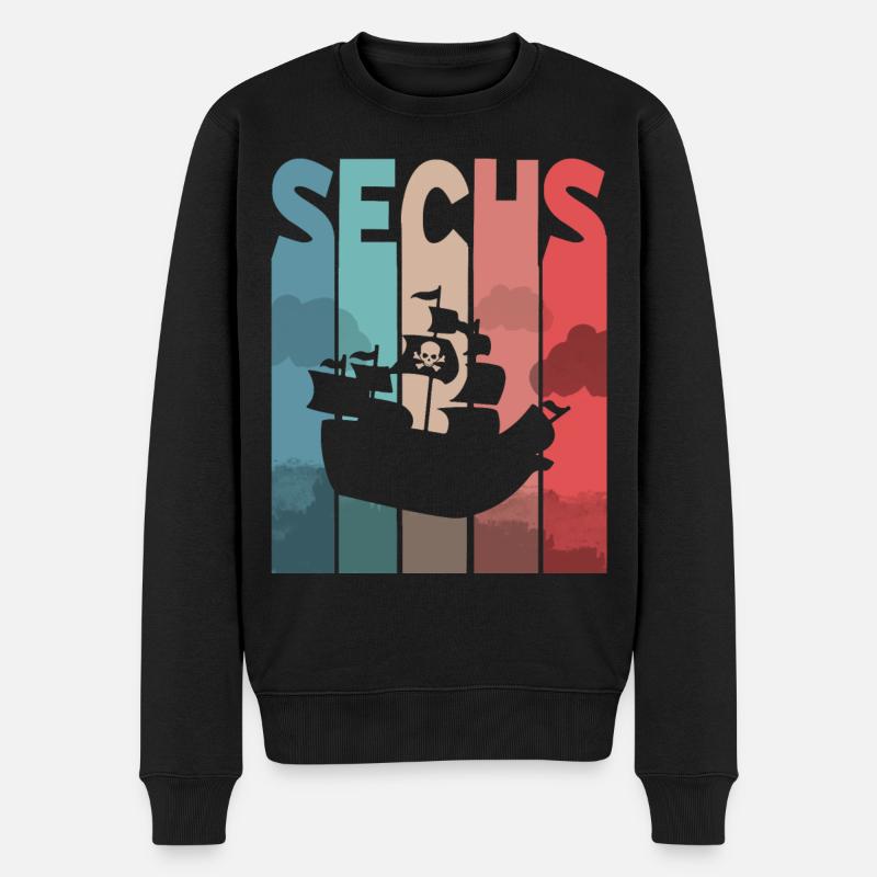Piratenschiff 6 Jahre Kinder - Männer Premium Bio Pullover - Schwarz