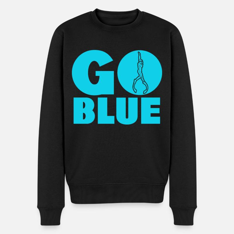 Go Blue - Apnoe Freitauchen - Männer Premium Bio Pullover - Schwarz
