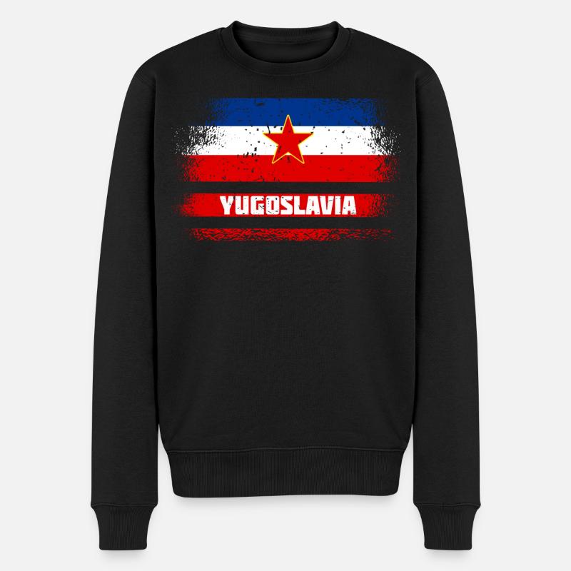 Jugoslawien Vintage Flaggen - Männer Premium Bio Pullover - Schwarz