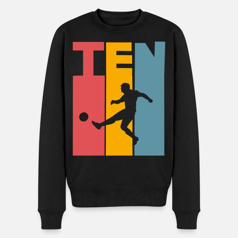 Fußball 10 Jahre Kinder Kindergeburtstag - Männer Premium Bio Pullover - Schwarz