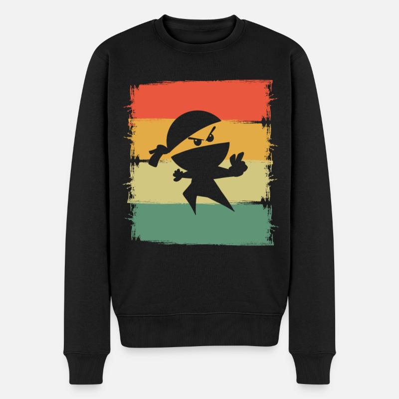Ninja - Männer Premium Bio Pullover - Schwarz