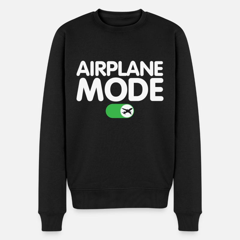 Flugzeugmodus auf lustigem Pilotendesign - Männer Premium Bio Pullover - Schwarz