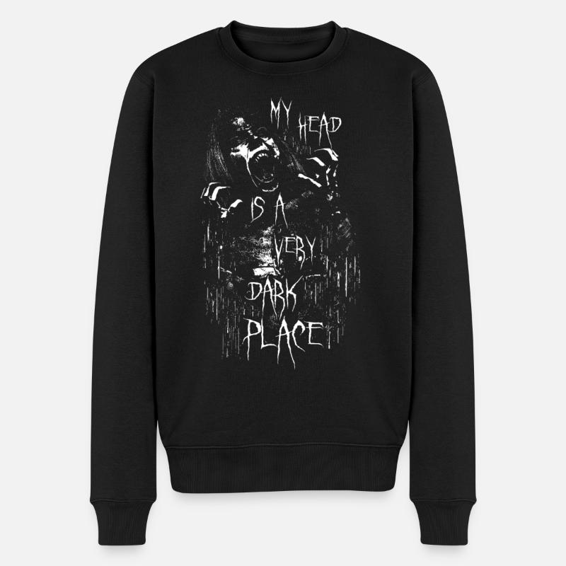 My Head Is A Very Dark Place Edgy Soft Grunge - Männer Premium Bio Pullover - Schwarz