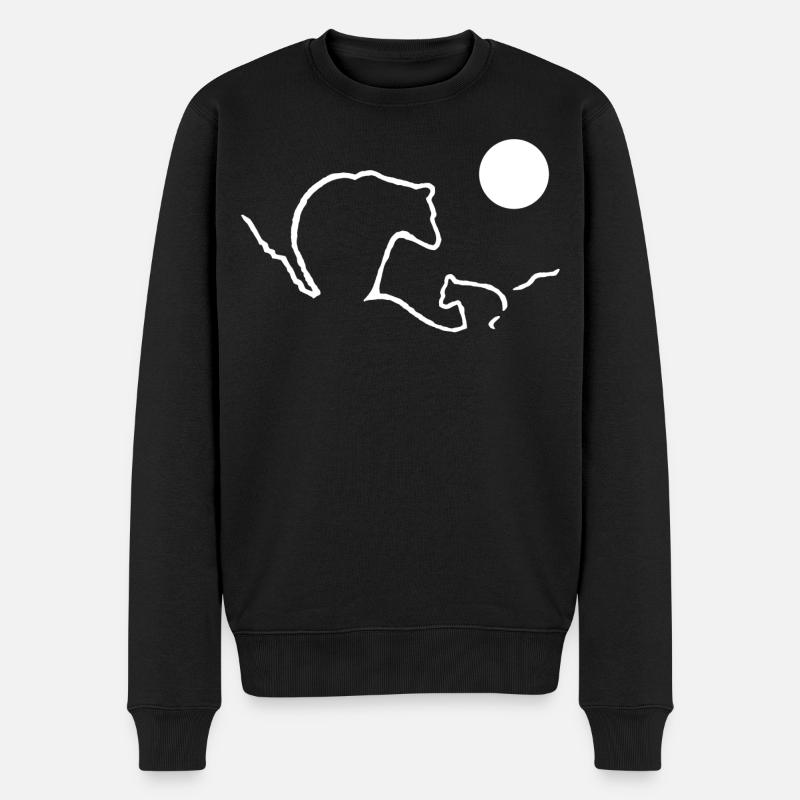 Mama Bär und Junges - Männer Premium Bio Pullover - Schwarz