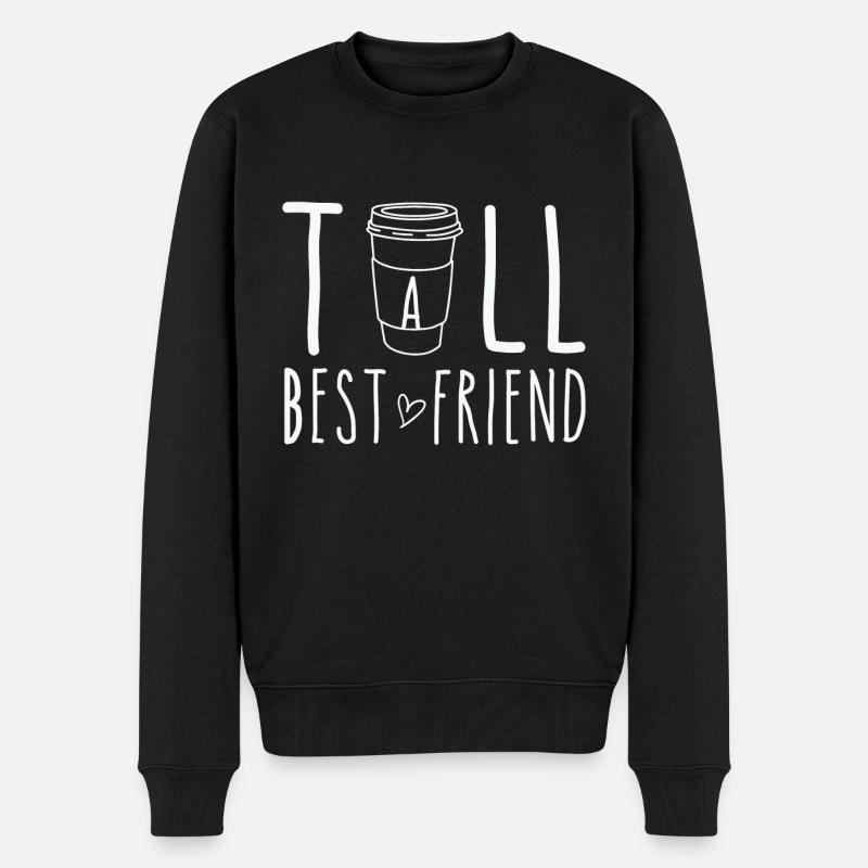 Tall Best Friend Lustiges Kaffeedesign - Männer Premium Bio Pullover - Schwarz