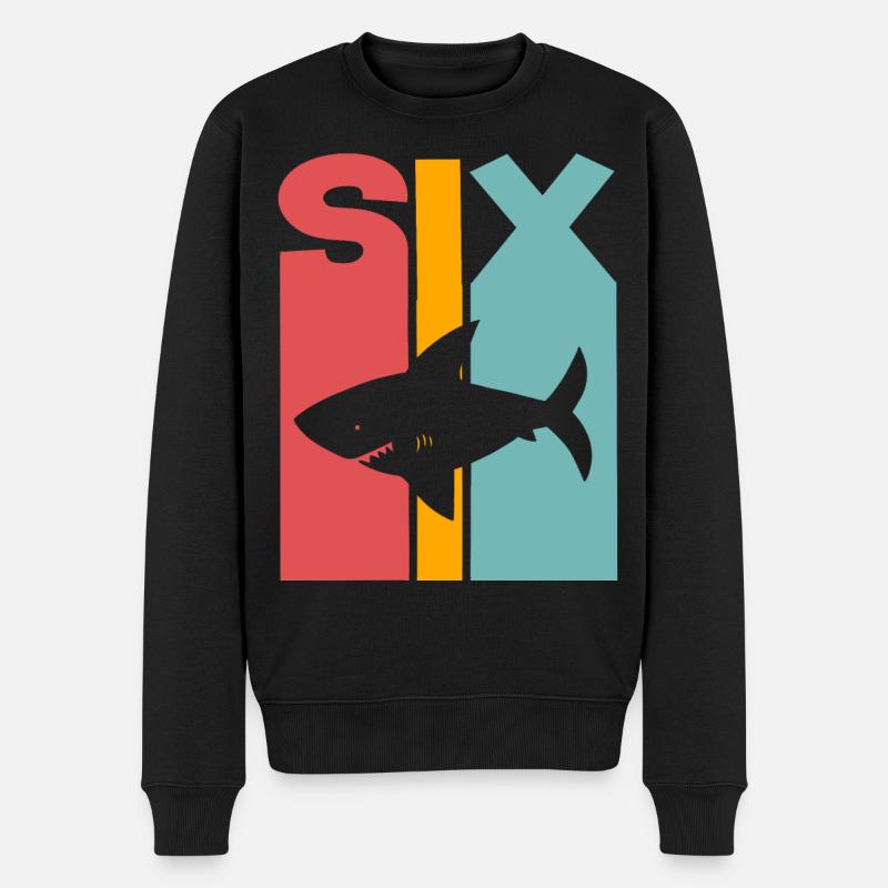 6. Geburtstag 6 Jahre Hai - Männer Premium Bio Pullover - Schwarz