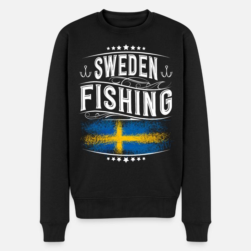 Schweden Angeln Angler Fischen - Männer Premium Bio Pullover - Schwarz