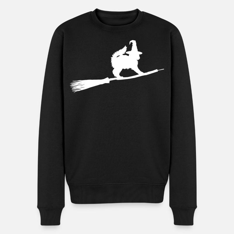 Katzen Hexe - Männer Premium Bio Pullover - Schwarz