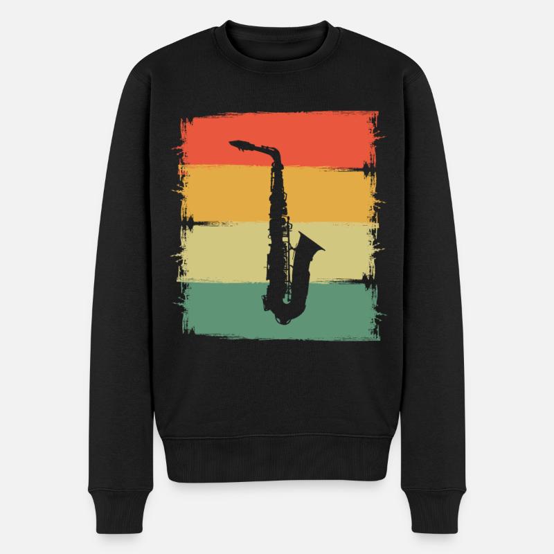 Saxophon - Männer Premium Bio Pullover - Schwarz