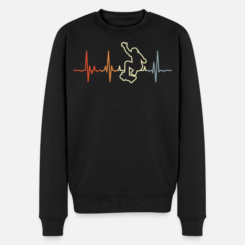 Vintage Skater Herzschlag - Männer Premium Bio Pullover - Schwarz