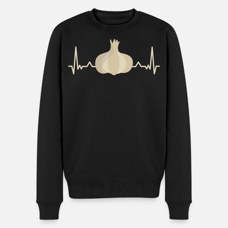 Knoblauch Liebe Herzschlag Valentinstag Spruch - Männer Premium Bio Pullover - Schwarz