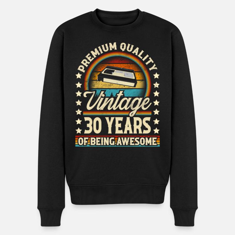 30. Geburtstag Vintage Vhs - Männer Premium Bio Pullover - Schwarz