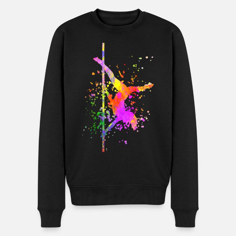 Pole Dance Fitness Farbspritzer Poledance - Männer Premium Bio Pullover - Schwarz