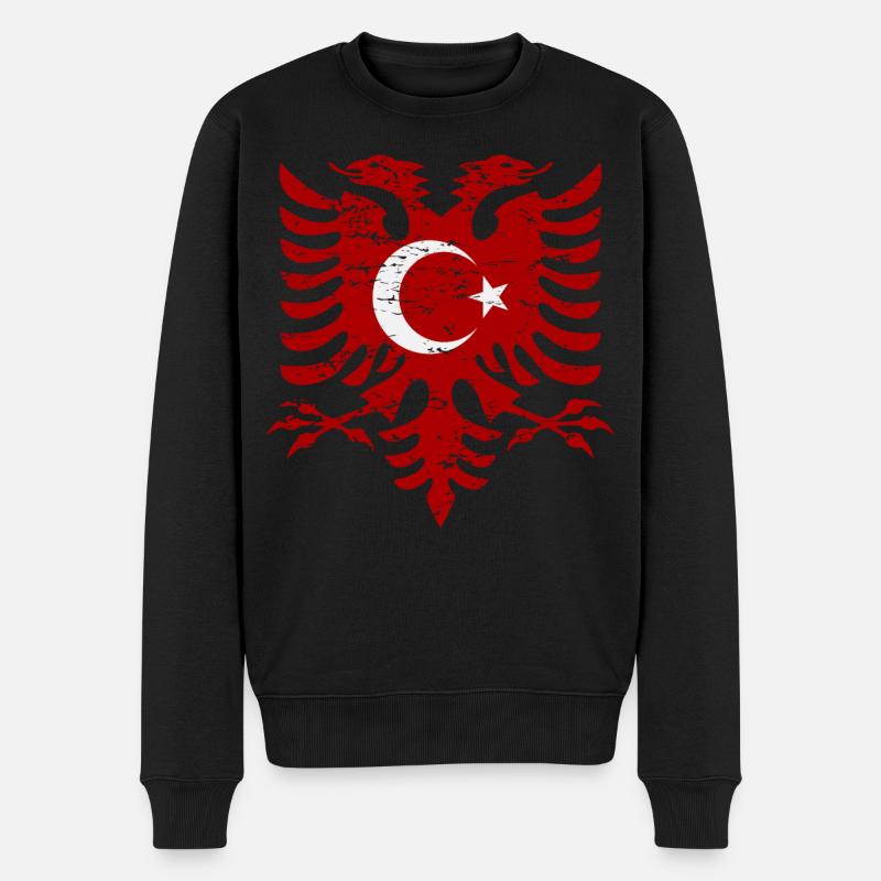 Albanie Turquie drapeau utilisé look - Pull Premium bio Homme - noir