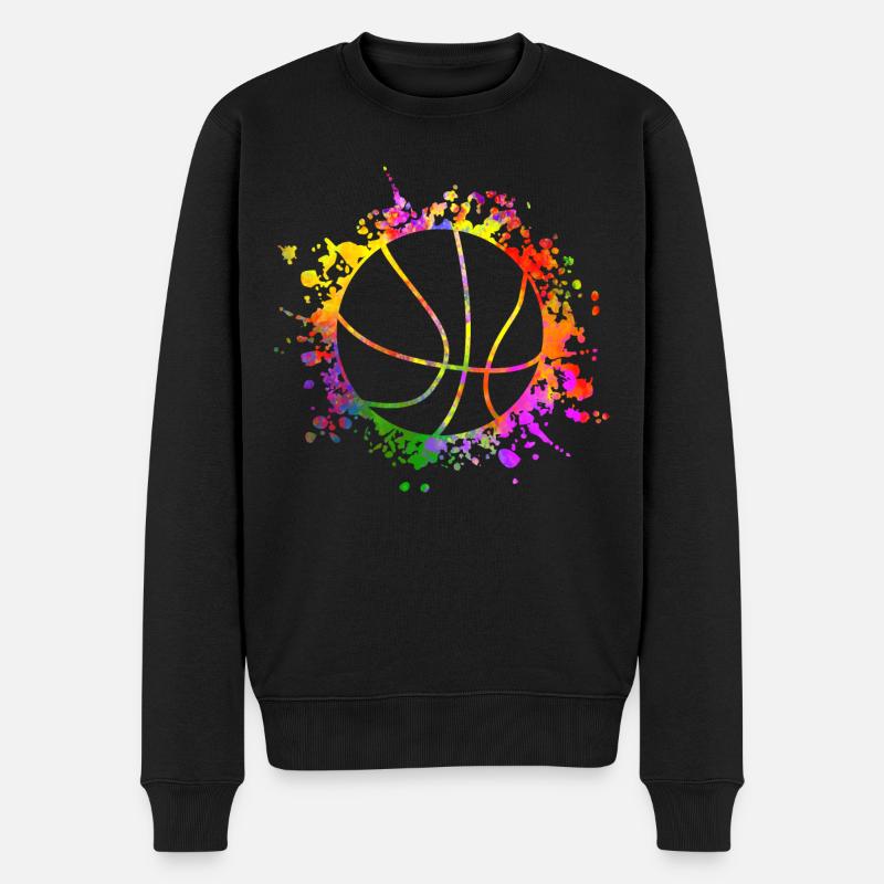 Basketball Farbspritzer Farbklecks - Männer Premium Bio Pullover - Schwarz