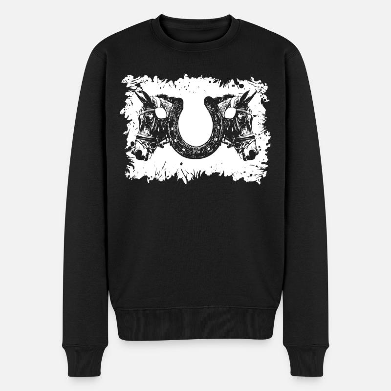 Pferdesport - Hufeisen - Männer Premium Bio Pullover - Schwarz
