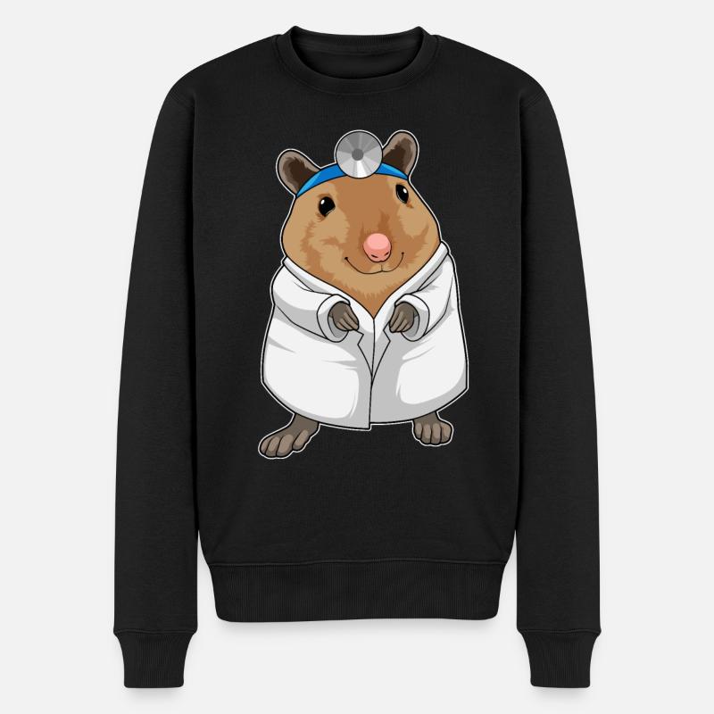 Ratte als Arzt mit Arztkittel - Männer Premium Bio Pullover - Schwarz