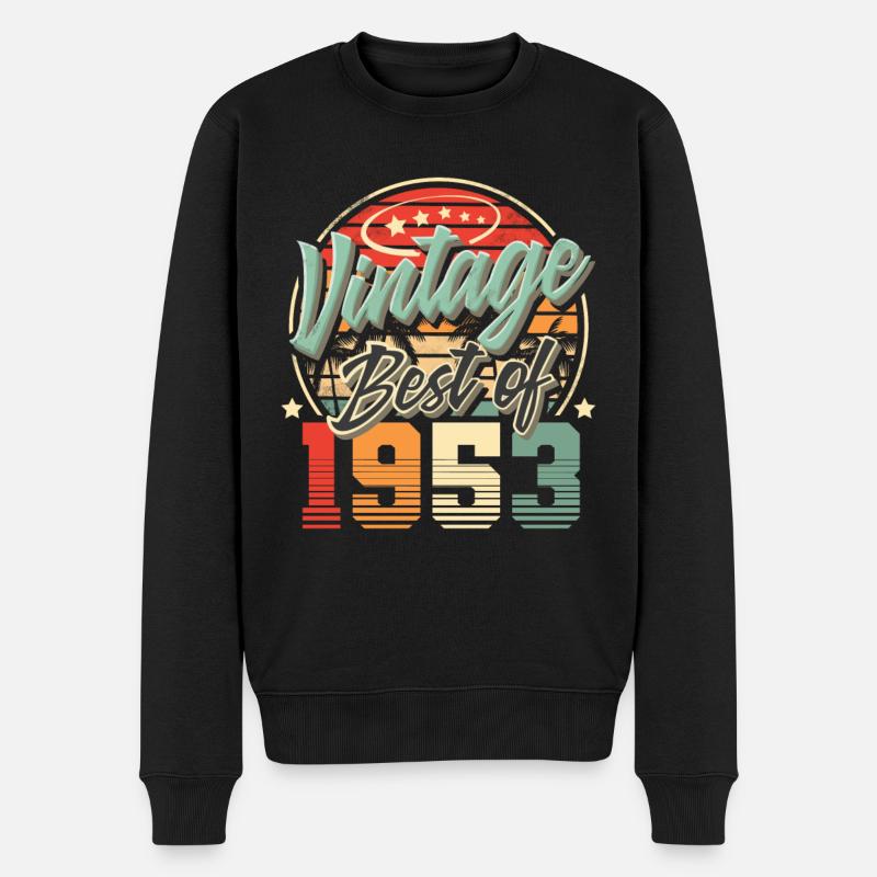 1953 Geburtsjahr Vintage Geburtstag - Männer Premium Bio Pullover - Schwarz