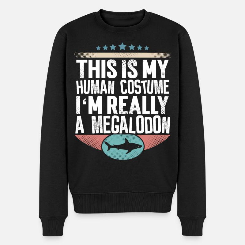 Megalodon Riesen Hai - Männer Premium Bio Pullover - Schwarz