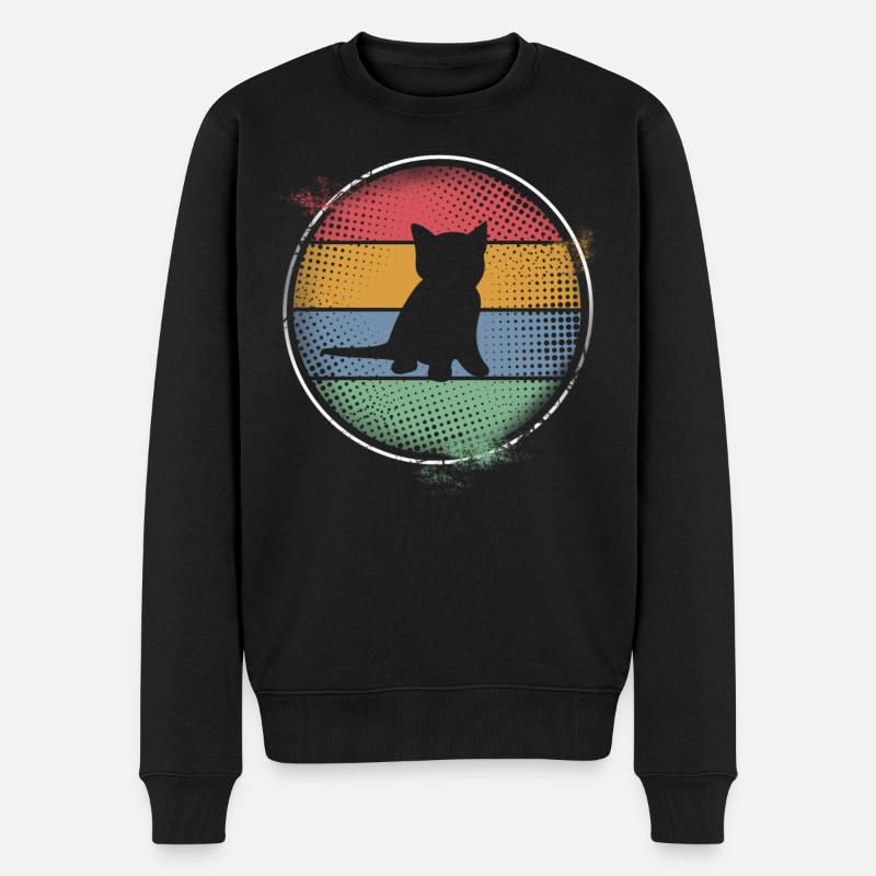 Katze - Männer Premium Bio Pullover - Schwarz