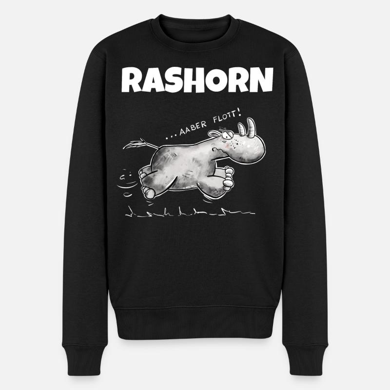 Rennendes Nashorn Rashorn Wortspiel - Männer Premium Bio Pullover - Schwarz