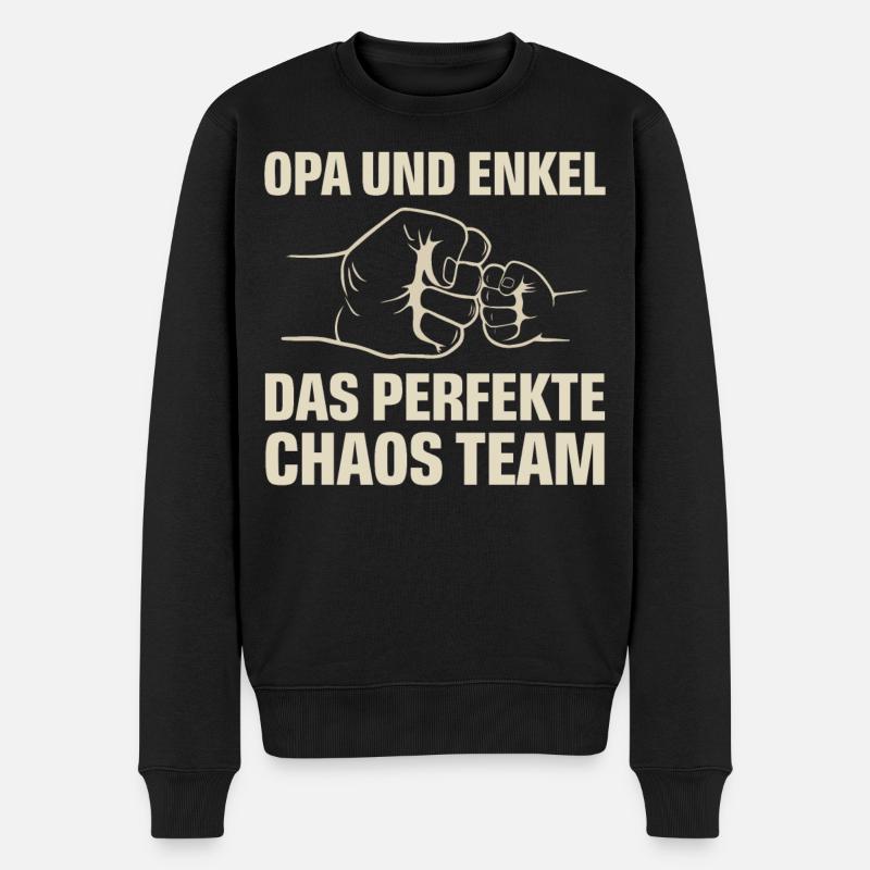 Opa Enkel Chaos Team - Männer Premium Bio Pullover - Schwarz