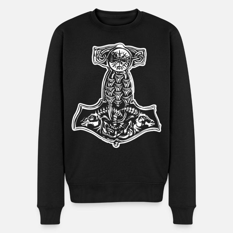 Thorhammer Wikinger - Männer Premium Bio Pullover - Schwarz