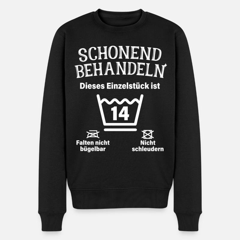 Schonend Behandeln 14. Geburtstag Einzelstück 14 - Männer Premium Bio Pullover - Schwarz