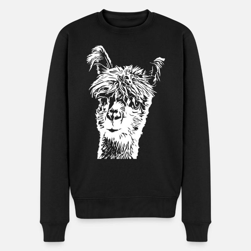 Lama Alpaka - Männer Premium Bio Pullover - Schwarz