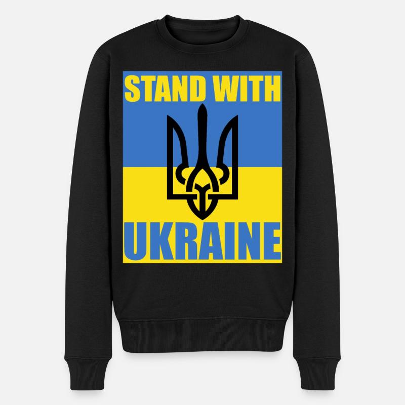 Stand mit Ukraine Flagge Dreizack Unterstützung Trikot - Männer Premium Bio Pullover - Schwarz