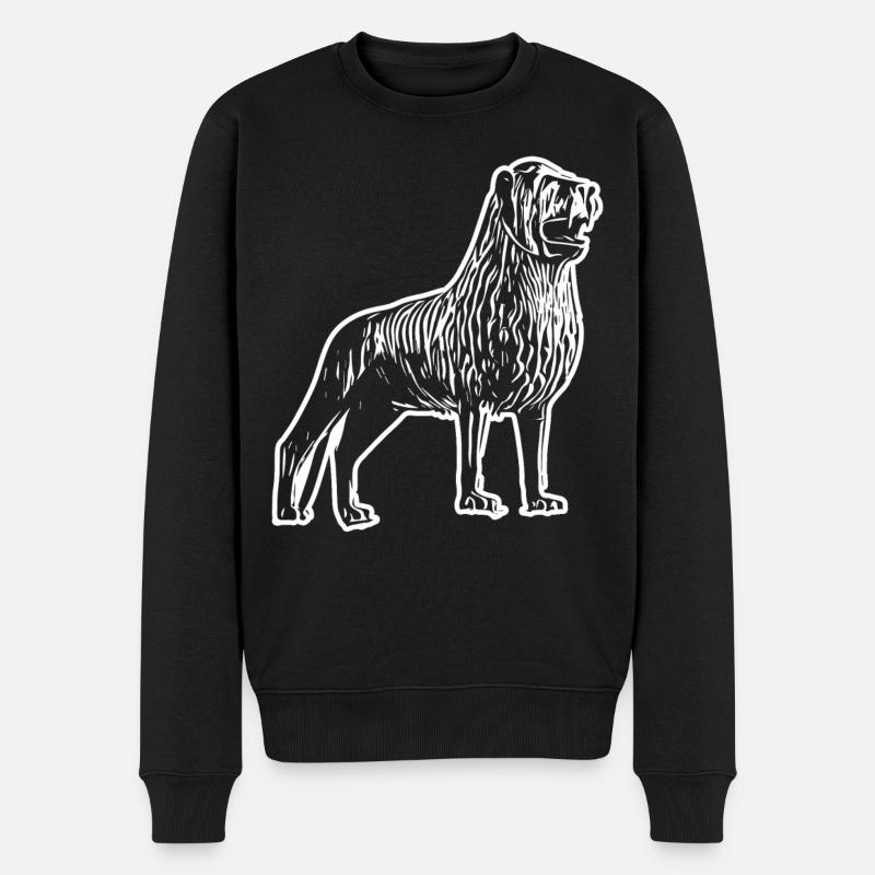 Löwenkopf Linienkunst Design - Männer Premium Bio Pullover - Schwarz