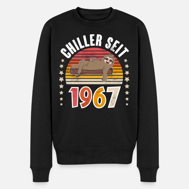 Chiller Seit 1967 Faultier - Männer Premium Bio Pullover - Schwarz