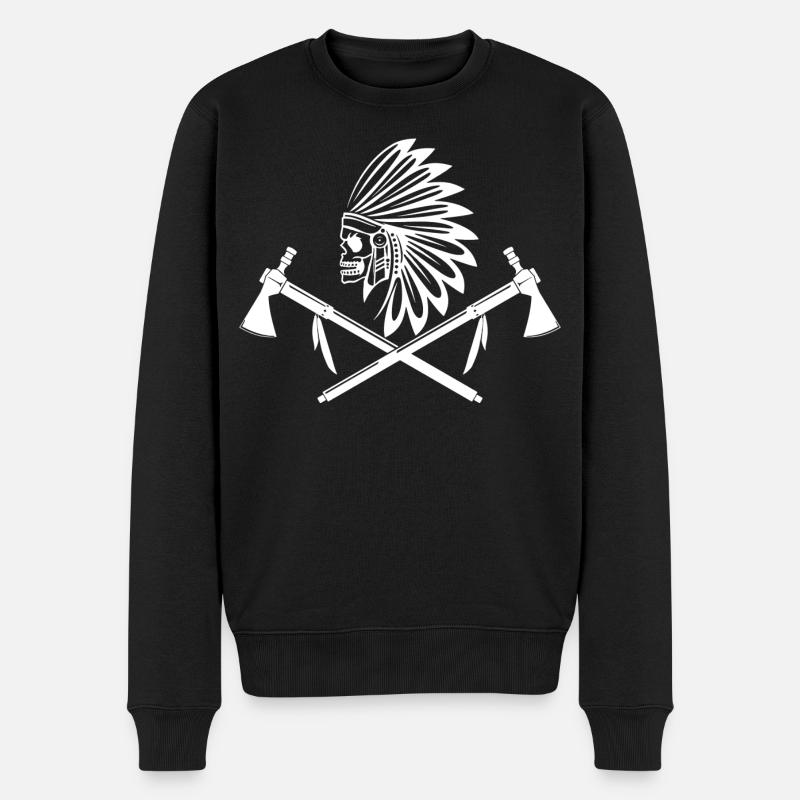 weißer indischer krieger - Männer Premium Bio Pullover - Schwarz