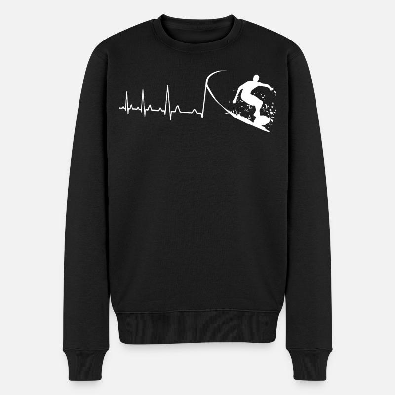 Surfer Herzschlag - Männer Premium Bio Pullover - Schwarz