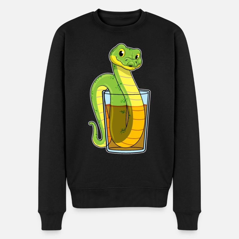 Schlange mit Saft - Männer Premium Bio Pullover - Schwarz
