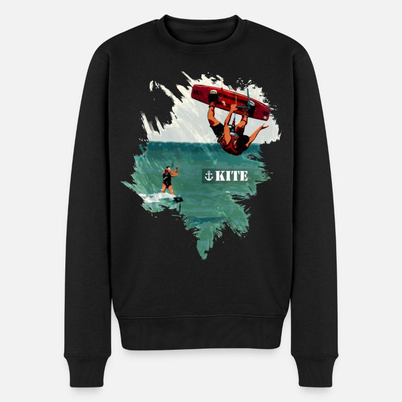 Kite Boarding | Kiten | Kite Surfing - Männer Premium Bio Pullover - Schwarz