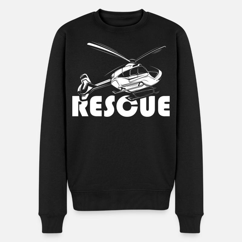 rescue bergrettung helikopter heli flying symbol - Männer Premium Bio Pullover - Schwarz