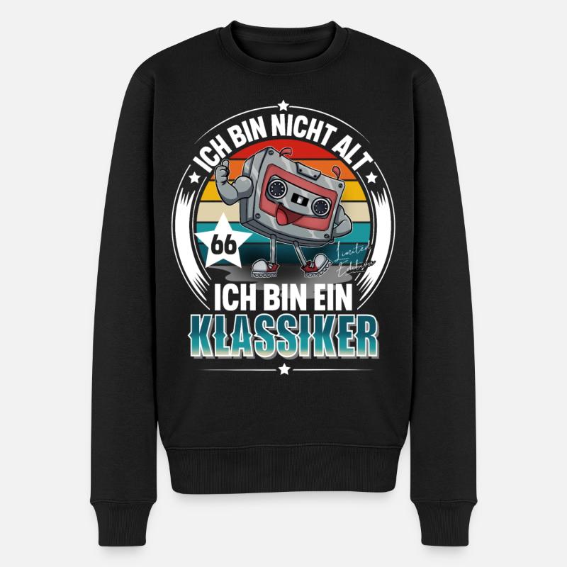 66. Geburtstag Kassette Retro Vintage - Männer Premium Bio Pullover - Schwarz