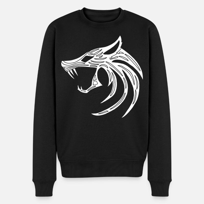 Loup démoniaque blanc - Pull Premium bio Homme - noir
