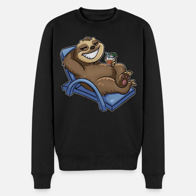 Faultier - Männer Premium Bio Pullover - Schwarz