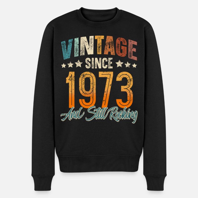 1973 Geburtsjahr Geburtstag Baujahr Vintage - Männer Premium Bio Pullover - Schwarz